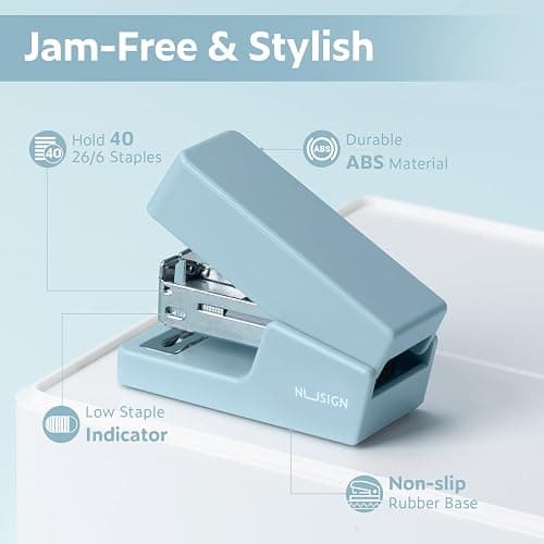 NUSIGN Mini Stapler with 830 Staples, Small Cute Desk Staplers, 25 Sheet Capacity, Blue thumbnail 5