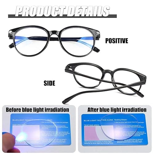 XFentech Blue Light Blocking Glasses - Fashion Oval Transparent Frame Reading Glasses Blue Light Eyeglasses Lightweight Anti Eyestrain Computer Gaming Eyewear Unisex thumbnail 3
