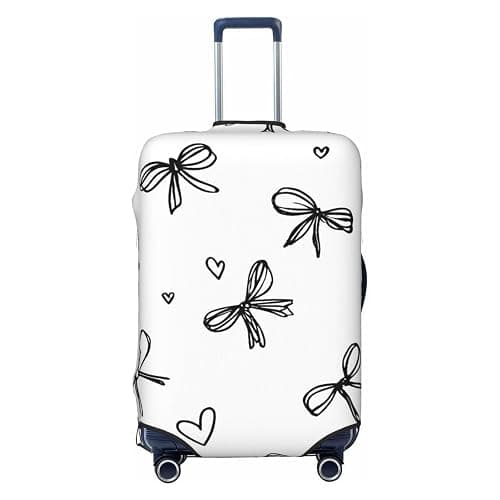 ZSUUGJ Black Bow Elastic Travel Luggage Cover, Washable Spandex Suitcase Protector, Anti-Scratch Fits 18-32 Inch, Black, Medium - Image 1