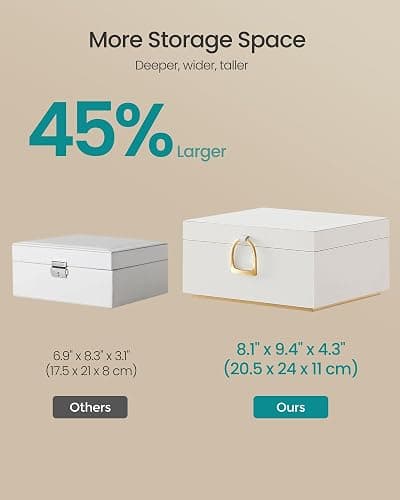 SONGMICS 2-Layer Jewelry Box, Jewelry Organizer with Handle, Removable Jewelry Tray, Jewelry Storage, Floating Effect, 8.1 x 9.4 x 4.3 Inches, Christmas Gift, White UJBC165W01 thumbnail 5
