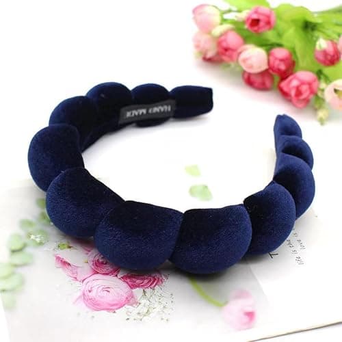 Uchyius Fashion Headbands for Women Padded Fabric Hair Bands Wide Velvet Non Slip Headband Hair Accessories for Women Girls (Navy Blue) thumbnail 2