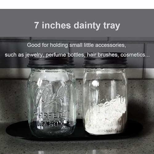 Stainless Steel Decorative Tray, Set of 2, 7 Inch Long, Jewelry Dish Cosmetics Organizer Bathroom Clutter Serving Platter Small Storage Tray, Oval, Matte Black thumbnail 5
