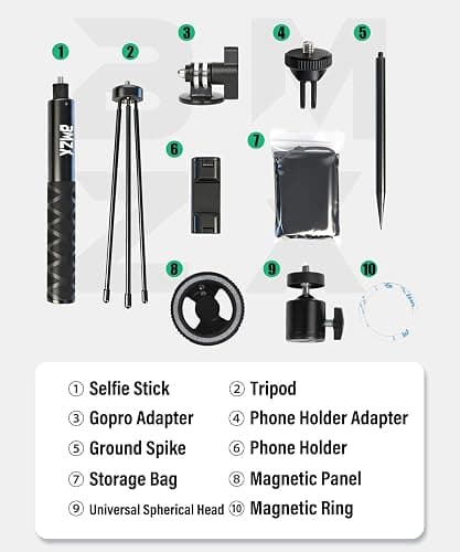 BMZX Golf Tripod Monopod, 47" Selfie Stick for Golf Swing Training & Recording | with Spike, Tripod, Phone Holder, 1/4"-20 Screw, Carry Bag | Compatible with iPhones, Android & Cameras thumbnail 9