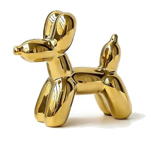 DANELYNN Modern Balloon Dog Decorative Sculpture,Ceramic Dog Figurines Statues Contemporary Art Decor for Living Room,Bedroom,Desk,Bookshelf,Shelf,Coffee Table, Fireplace Mantel (Gold) - Image 1