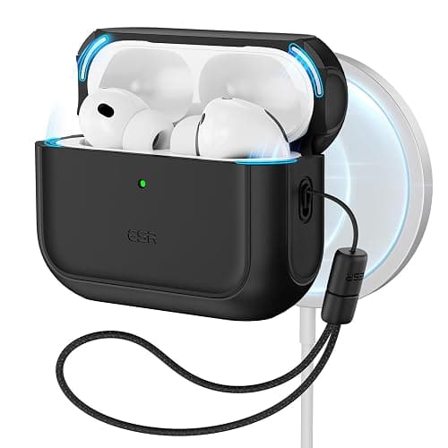 ESR for AirPods Pro 3 Case, Compatible with AirPods Pro 3rd Generation Case (2025), Compatible with MagSafe, Full Drop Protection Cover with Lanyard, Black - Image 1