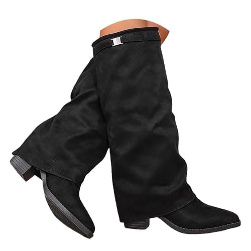 Generisch Tiefel Damen Elegante Form Fold Over Stiefel Slouch Block Heels Dressy Kniestiefel Fashion Stiefel Plateau Chunky Heel Stretch Boots Übergangssaisons, Freizeit, Geschäft, Büroarbeit thumbnail 3