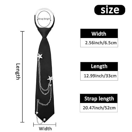 Mantieqingway Ties for Women Men, Metal Chain Necktie Pre-Tied Adjustable Black Tie for Uniform, School, Shirt Accessory thumbnail 5
