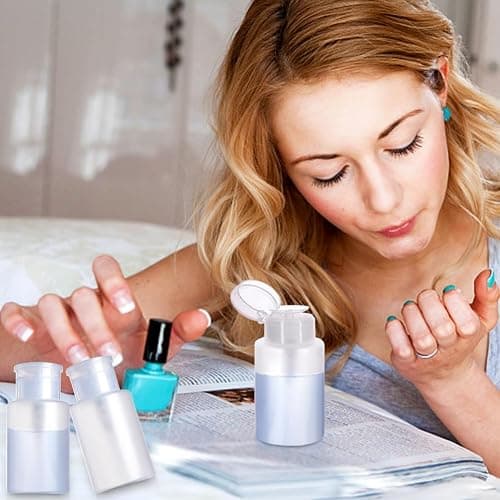 Pump Dispenser-Refillable Cosmetic Push Down Pump Dispenser-PP Material Alcohol Dispenser-Empty Makeup Acetone Containers for Acetone Nail Polish Remover,Nail Care,and Alcohol (3PCS) thumbnail 2