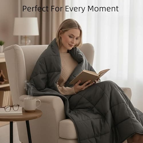Skyrain Weighted Blanket for Adults (25lbs, 78”x85”) Queen Size Breathable Heavy Weight Blanket for Sleeping,Soft Cotton Cooling Blanket with Premium Glass Beads,All Season Use,Machine Washable,Grey thumbnail 6