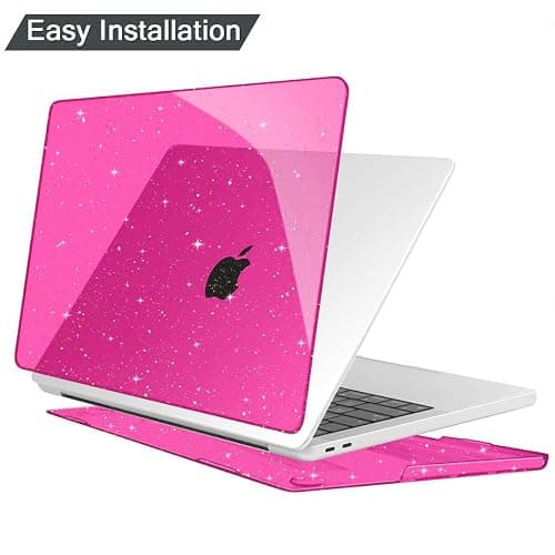 Teryeefi Pink Glitter Case Compatible with MacBook Air 13 inch 2021 2020-2018 Release M1 A2337 A2179 A1932, Sparkly Protective Hard Shell with Keyboard Cover + Screen Protector, Glitter Rose thumbnail 5