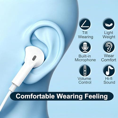 1 Pack-USB C Headphones for iPhone 15 Pro Earbuds Type C Wired Earphones with Mic & Remote Control Noise Cancelling for iPhone 15 Pro/PM, iPad Pro, Galaxy S23/S22/S21/Ultra Note 10/20, Pixel 7/6/6 thumbnail 2