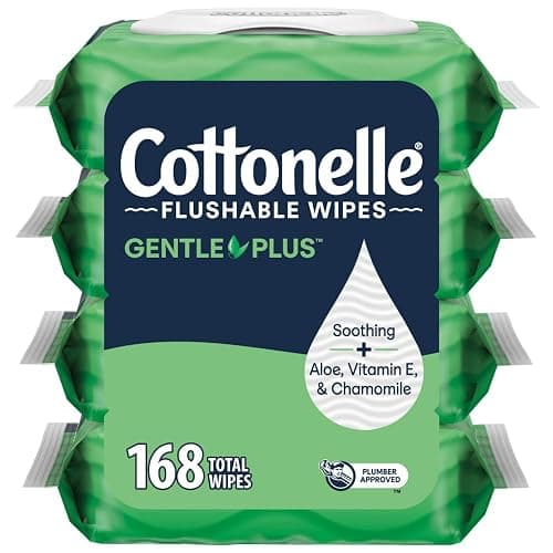 Cottonelle GentlePlus Flushable Wet Wipes with Aloe & Vitamin E, 4 Flip-Top Packs, 42 Wipes Per Pack (168 Total Wipes), Packaging May Vary - Image 1