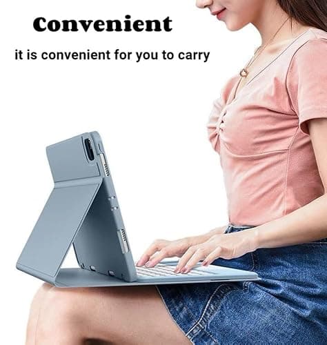 AnMengXinLing Keyboard Case for iPad Air 5 2022/Air 4 2020-Touchpad Detachable Keyboard with Pencil Holder -Slim Leather Folio Smart Cover for iPad Air 5th/4th 10.9 inch, Mint Green - iPad9/iPad8/iPad7 10.2inch New Pink thumbnail 5