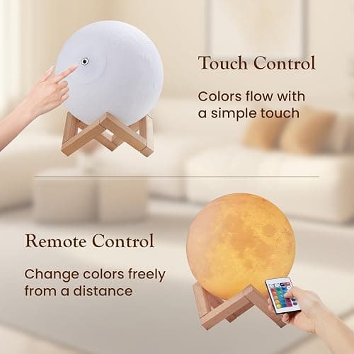 Lampe Lune 3D EXTSUD Veilleuse LED 15CM Dimmable 16 Couleurs avec Télécommande et Interrupteur Tactile USB Rechargeable Lampe de Nuit pour Chambre Salon Café Cadeau Anniversaire Noël thumbnail 4