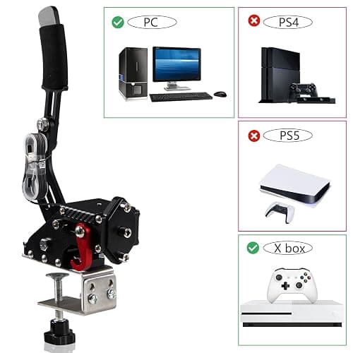 YESHMA 64 Bit Upgrade 2-in-1 USB Handbrake Only for G920 Compatible With Xbox / Xbox series S / Xbox series X + PC Computer System Professional Gaming Peripherals for Racing Games with Non-Contact Plus Hall Sensor.With Clamp - Image 1