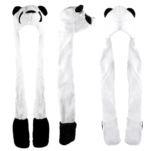 Super Z Outlet Panda Bear Plush Animal Winter Ski Hat Beanie Aviator Style Winter (Long) White - Image 1