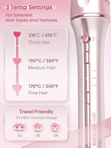 SHEGLAM Pink Curling Iron Automatic Gift for Woman (Pink, 1 inch) thumbnail 9