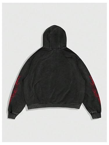 Verdusa Women's Y2K Hoodies Gothic Graphic Zip Up Long Sleeve Drop Shoulder Hooded Sweatshirt thumbnail 2
