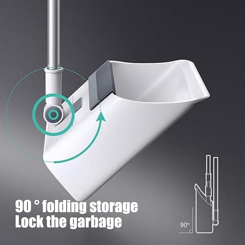 3-in-1 Broom and Dustpan Set with Cleaning Teeth, 38" Stainless Steel Long Handle,Standing Storage, Indoor Sweeping Combo for for Home & Kitchen, Brooms with Dustpan Combo Set, White thumbnail 3