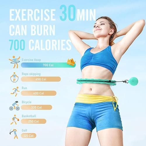 JKSHMYT Weighted Hula Circle Hoops for Adults Weight Loss, Infinity Fitness Hoop Plus Size 47 Inch, 24 Detachable Links, Exercise Hoop Suitable for Women and Beginners thumbnail 5