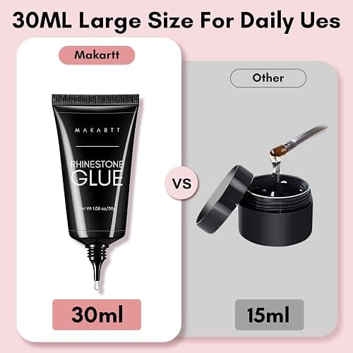 Makartt Nail Art Rhinestone Glue 30g, 3D Nail Gel Sculpting Gel, Super Adhesive Nail Charms Nail Gems, Nail Art Glue for Rhinestones Crystal Stones Jewels Diamonds, Nail Lamp Required thumbnail 5