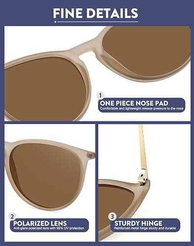 Retro sunglasses womens 2024 trendy round classic glasses thumbnail 5