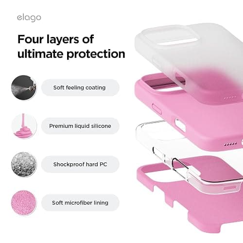 elago Compatible with iPhone 16 Pro Case, Premium Liquid Silicone Case, Full Body Protective Cover, Shockproof, Slim Phone, Anti-Scratch Soft Microfiber Lining, 6.3 inch (Hot Pink) thumbnail 4
