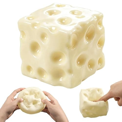 Big Coconut Oil Squishy Cheese Squishy - Non-Rebound Moldable Stress Ball | 2.9Inch Cheese-shaped sensory fidget toy, soft jelly bubblegum texture, no-rebound, holds shape,gift for adults kids - Image 1