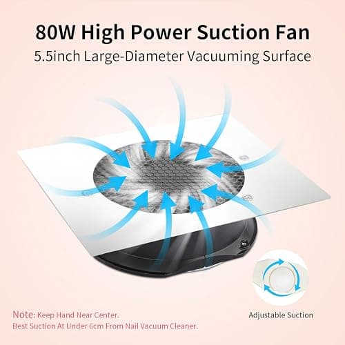 Powerful 80W Nail Dust Collector Built in Table Desk Nail Vacuum Cleaner Professional Table Embedded Dust Extractor Vacuum Built in Desktop Nail Dust Collector Quiet Nail Fan Acrylic Nail Tools thumbnail 3