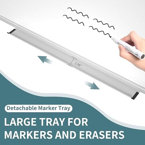 Magnetic Dry Erase Whiteboard - 46 x 33 Inch White Board - 4 x 3 Large Wall-Mounted Board with Silver Aluminum Frame, 1 Magnetic Eraser, 2 Pens, Detachable Marker Tray, 6 Magnets thumbnail 7