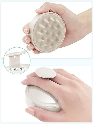 HEETA Scalp Massager Hair Growth, Soft Silicone Scalp Scrubber Shampoo Brush for Exfoliation, Dandruff Removal Head Massage Stress Relax, Wet & Dry Use for Thick Thin Curly Hair Care, Beige thumbnail 2