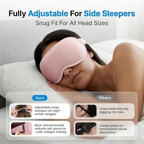 Pink Blackout Weighted Eye Masks for Sleep & Airplane Travel, Silk-Feel | Zero Eye Pressure, Deep 3D Cups, Eyelash-Friendly Sleep Mask for Women, Long International Flights, Night Shift, Office Naps thumbnail 7