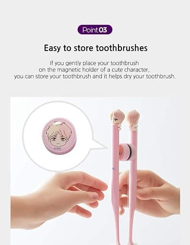 [BTS Official Merchandise] Fans Gift - K-Pop Idols Goods - BTS Character Figure Toothbrush with Convenient Magnetic Holder (J-hope) thumbnail 7