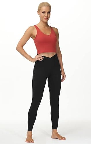 THE GYM PEOPLE Women Cross Waist Workout Leggings Yoga Pants with Pockets | Tummy Control yoga pants, 4-way stretchy fabric, Functional pockets, Athletict Leggings for the yoga, running thumbnail 6
