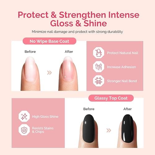 MelodySusie Top Coat Base Coat Nail Dehydrator and Primer Set Long Lasting Shine Nail Polish Art Design Manicure Kit Perfect Gifts for Women Girls 4 Pcs 15ml Clear thumbnail 3