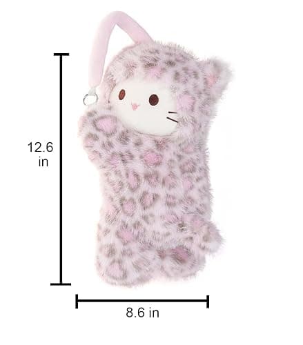 Tissue Box Cover Plush Tissue Box Holder for Car, Home, Decorative Holder/Organizer for Bathroom Vanity Countertop, Nightstands, Office Desk-Pink Leopard Cat thumbnail 2
