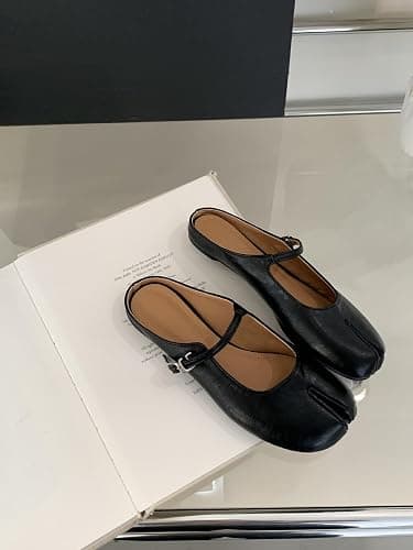 LokoLucx Tabi Shoes Mary Jane Mules Flats for Women Split Toe Strips Slip-On Slides Convenient Breathable Comfortable Casual Round Toe Retro Slippers Spring Summer Fall Back to School thumbnail 3