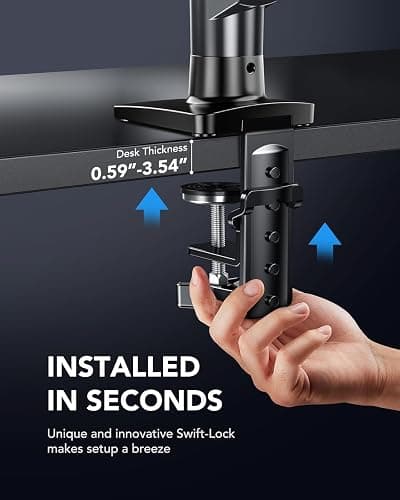 HUANUO FlowLift™ Single Monitor Mount, 13 to 32 Inch Monitor Arm, Adjustable Monitor Stand, Vesa Mount with Clamp and Grommet Base - Fits 4.4 to 19.8lbs LCD Computer Monitors thumbnail 6