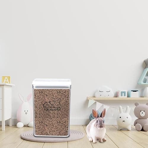 Pet Treat Storage Container,Clear Airtight Food Container One Button Opening Food Containers,with Handled Lid and Measuring Spoon Clear,for Storage Hamster Sand,Rabbit Food,Rabbit Nuggets Etc thumbnail 4