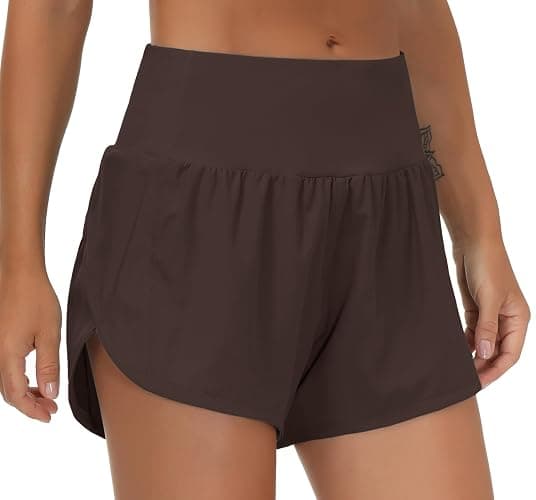 THE GYM PEOPLE Womens High Waisted Running Shorts Quick Dry Athletic Workout Shorts with Mesh Liner Zipper Pockets - Image 1