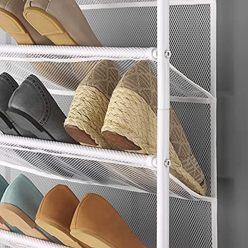 Whitmor 36 Pair Over the Door Shoe Organizer, 12 Tier Hanging Shoe Organizer, Heavy Duty Metal & Mesh Shoe Holder, Hanging Shoe Rack for Closet Organizer & Storage, 69"L x 21.7"W x 7.5"H, White thumbnail 5