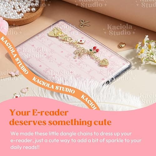 Kaciola Charm Chains for Kindle, Cute E-reader Phone Charm Bracelets Accessories Gift for Reader Booklovers Women Men, Charms Compatible for Kindle/E-Reader/Phone (A) thumbnail 3