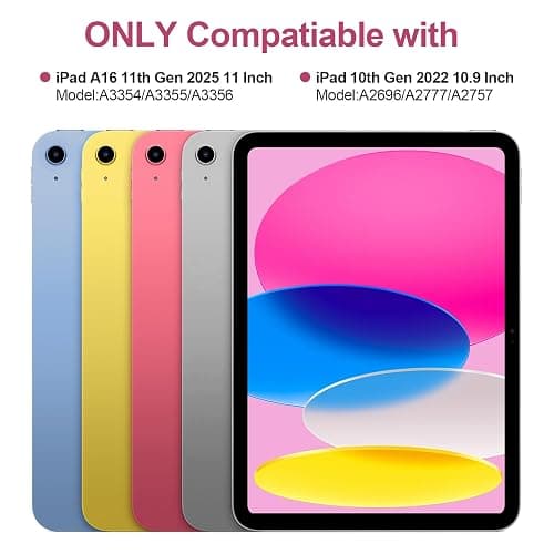 AHYWTAN for iPad 11/10th Generation Case with Keyboard,Detachable Bluetooth Keyboard case for iPad A16 2025 11 inch/10th Gen 2022 10.9’’ with Pencil Holder, Square Keycaps,Pink thumbnail 2