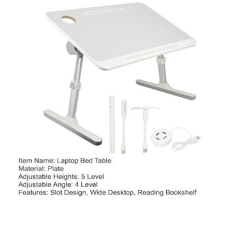 qorkhogr Bureau de lit pour ordinateur portable pour lit, angle de hauteur réglable, bureau portable léger avec pieds pliables, table pliable pour canapé, gris thumbnail 8