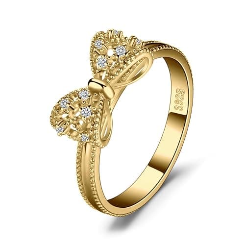 JewelryPalace 14k White Yellow Rose Gold Plated 925 Sterling Silver Rings for Women, Cubic Zirconia Promise Rings for Her, Stackable Wedding Bands Rings for Women Infinity Forever Love Knot Ring - Image 1