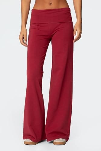 Qmlyev Wide Leg Sweatpants for Women Fold Over Low Rise Flare Yoga Lounge Pants Back to School Clothes for Teen Girls thumbnail 2