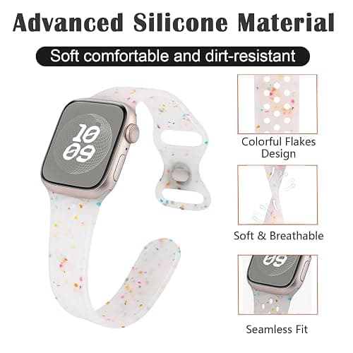Sport Band Compatible with Apple Watch Band 38mm 40mm 41mm 42mm 44mm 45mm 49mm, Cute Soft Silicone Strap Replacements for iWatch Series 9 8 7 6 5 4 3 2 1 Ultra SE thumbnail 3