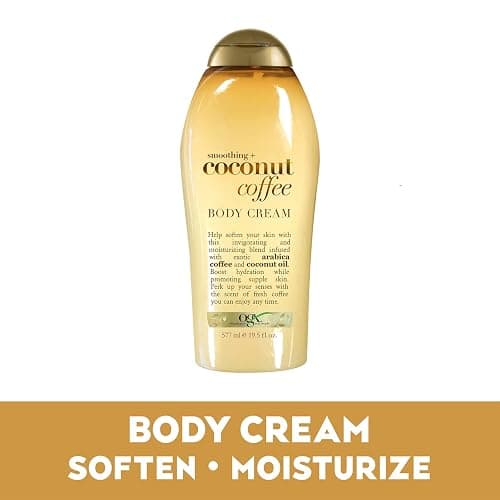 OGX Smoothing + Coconut Coffee Exfoliating Body Scrub with Arabica Coffee & Coconut Oil Coconut Body Cream, 19.5oz thumbnail 5