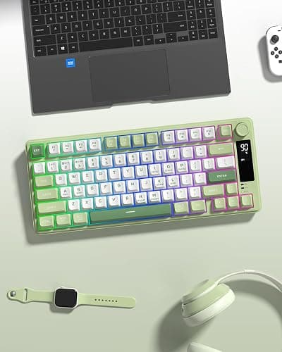 Womier DK75 75% Wireless Gaming Keyboard, RGB Backlit Creamy Keyboard with Media Knob, OLED Screen, Tri-Mode 2.4GHz/USB-C/BT5.0, Anti-Ghosting No-Conflict Silent Membrane Keyboard for MAC Windows thumbnail 9