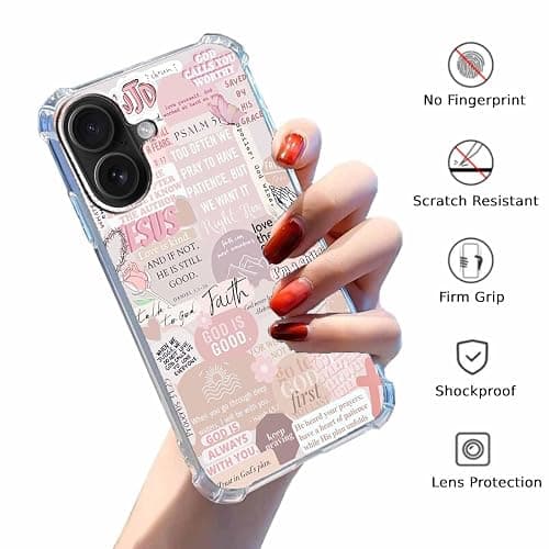 Case for iPhone 16 with Christian Design,Jesus Bible Verse Christian Quotes Collage,Soft TPU Bumper Case for iPhone 16,#7 thumbnail 2